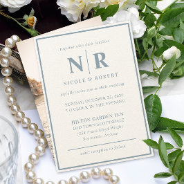 Invitación Elegante Boda Monograma Novia Y Groom Iniciales