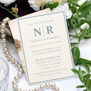 Invitación Elegante Boda Monograma Novia Y Groom Iniciales