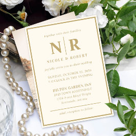 Invitación Elegante Boda Monograma Novia Y Groom Iniciales