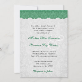Invitación Elegante Boda monograma verde R432