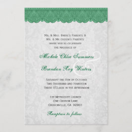 Invitación Elegante Boda monograma verde R432