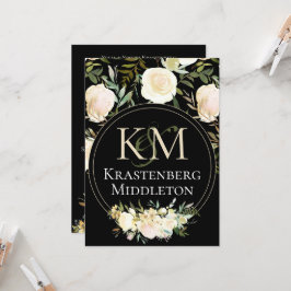 Invitación Elegante Boda Monogramado de Rosa Blanca