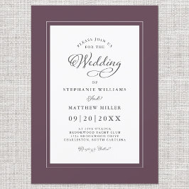 Invitación Elegante Boda Morada Chic Caligrafía Script