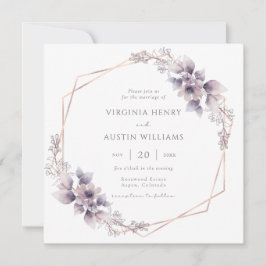 Invitación Elegante Boda morado floral