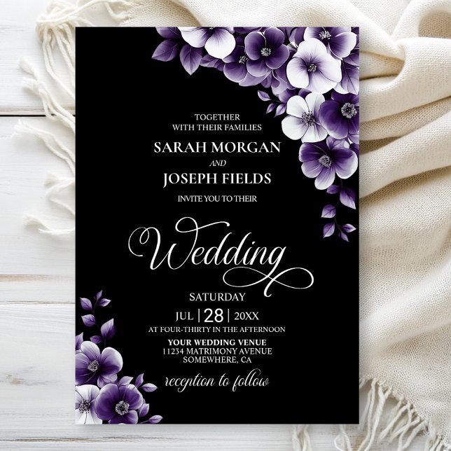 Invitación Elegante Boda morado floral (Subido por el creador)