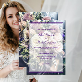 Invitación Elegante Boda morado floral