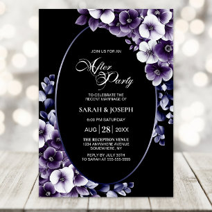 Invitación Elegante Boda morado floral tras Fiesta