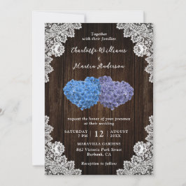 Invitación Elegante Boda morado y floral azul