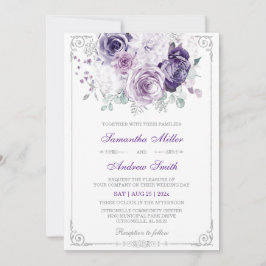 Invitación Elegante Boda morado y plateado