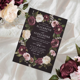 Invitación Elegante Boda morboso oscuro de Moody Floral