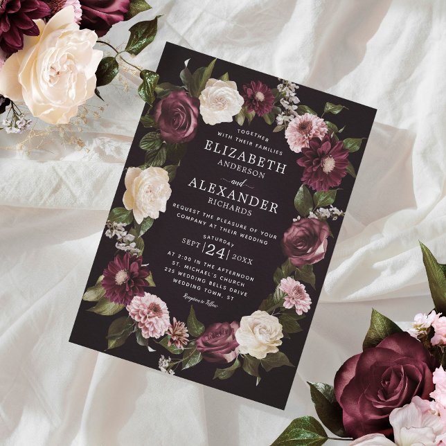Invitación Elegante Boda morboso oscuro de Moody Floral (Subido por el creador)