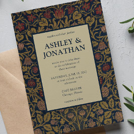 Invitación Elegante Boda Morris Violet & Columbine Pattern