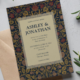 Invitación Elegante Boda Morris Violet & Columbine Pattern