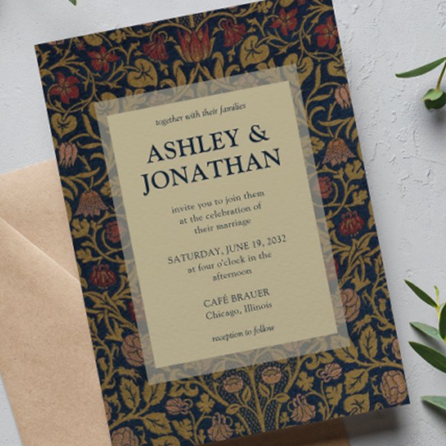 Invitación Elegante Boda Morris Violet & Columbine Pattern (Subido por el creador)