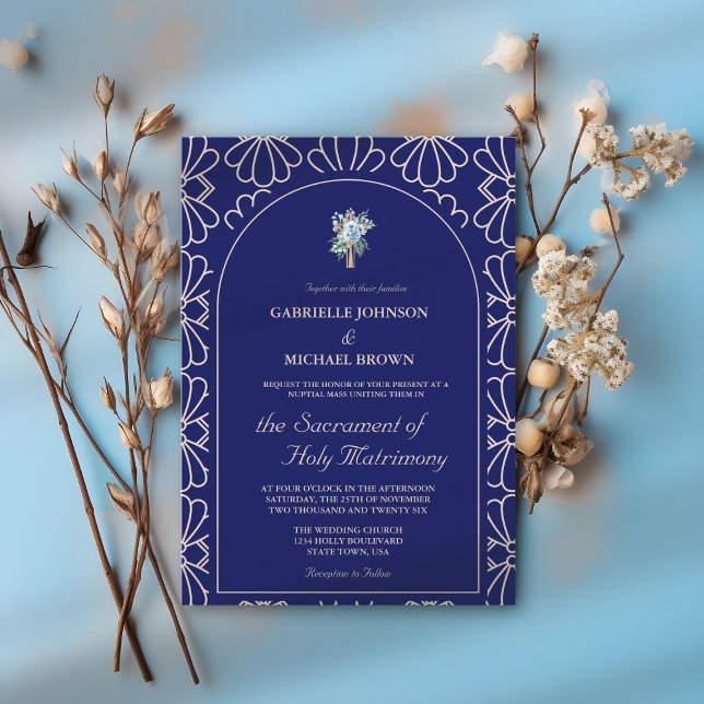 Invitación Elegante Boda Múltiple Nupcial Floral Azul Real (Subido por el creador)