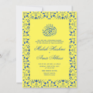 Invitación Elegante Boda musulmán amarillo y azul