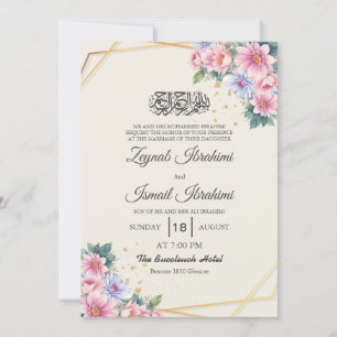 Invitación Elegante Boda musulmán árabe de oro floral