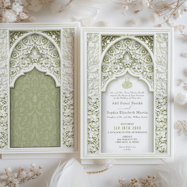 Invitación Elegante Boda musulmán arca floral islámica (Subido por el creador)