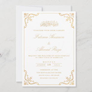 Invitación Elegante Boda musulmán blanco Nikah islámico