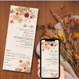 Invitación Elegante Boda musulmán de acuarela floral otoñal