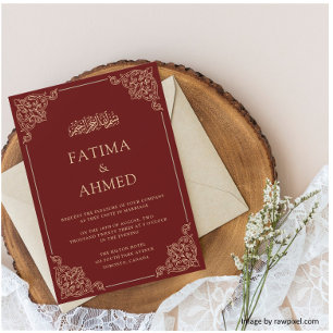 Invitación Elegante Boda musulmán de Borgoña