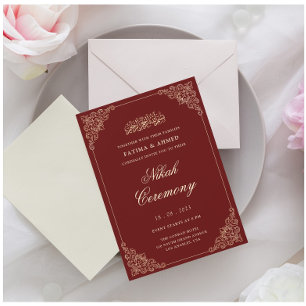 Invitación Elegante Boda musulmán de Borgoña Nikah