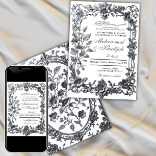 Invitación Elegante Boda musulmán de ornamento floral Nikah