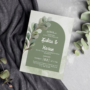 Invitación Elegante Boda musulmán del eucalipto verde sabio
