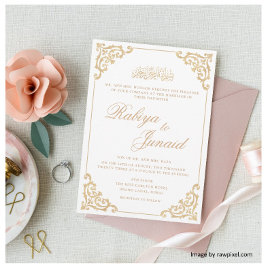 Invitación Elegante Boda musulmán del oro blanco