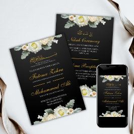 Invitación Elegante Boda musulmán floral blanco