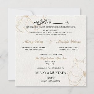 Invitación Elegante Boda musulmán islámico de Bismillah