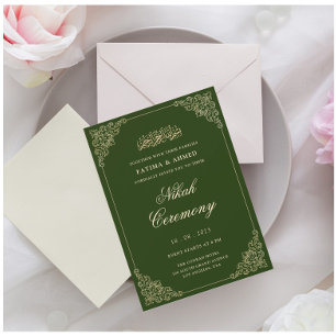 Invitación Elegante Boda musulmán verde Nikah islámico