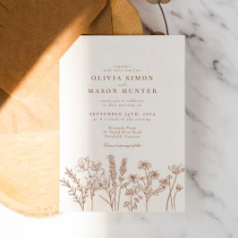 Invitación Elegante Boda Naranja de Boho Wildflower quemado