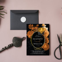 Elegante Boda Naranja Negro Floral