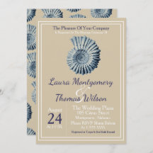 Elegante Boda Nautical Beach Blue Seashell