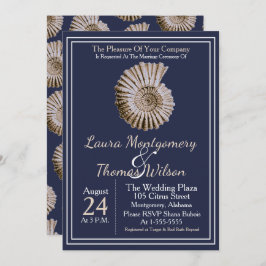 Invitación Elegante Boda Nautical Beach Tan Seashell