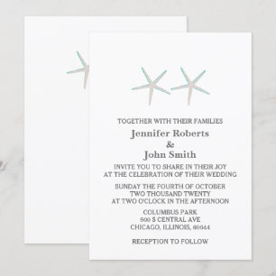 Invitación Elegante Boda Náutico Blanco Verde azulado Gris St