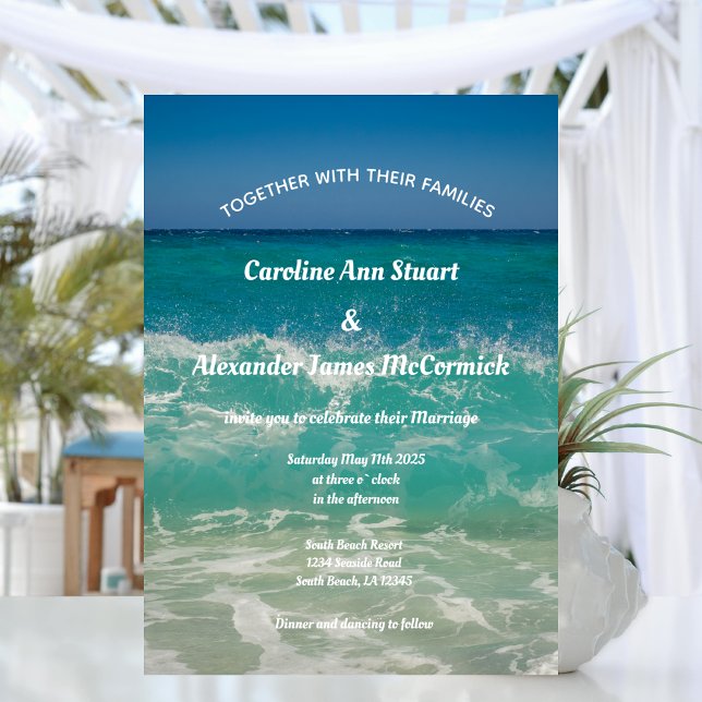 Invitación Elegante Boda Náutico de verano de las olas oceáni (Subido por el creador)