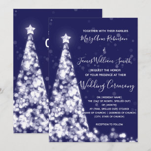Invitación Elegante Boda navideño de la Marina de Plata