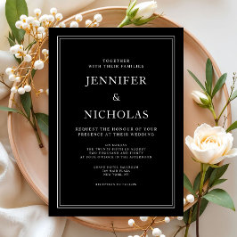 Invitación Elegante Boda negro clásico