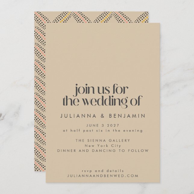 Invitación Elegante Boda negro de arena de diseño Art Deco de (Anverso / Reverso)