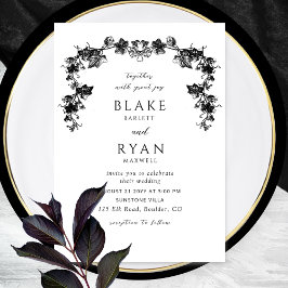 Invitación Elegante Boda negro de Garland