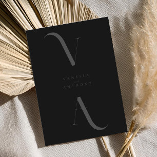 Invitación Elegante Boda negro mate Minimalista moderno