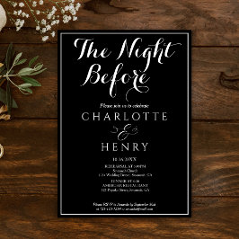 Invitación Elegante Boda negro minimalista la noche anterior