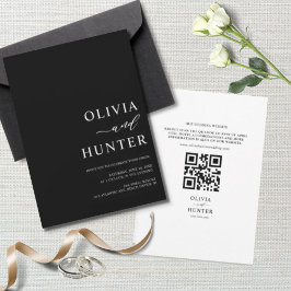 Invitación Elegante Boda negro moderno todo en uno
