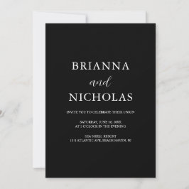 Invitación Elegante Boda negro moderno todo en uno