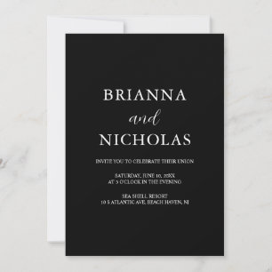 Invitación Elegante Boda negro moderno todo en uno