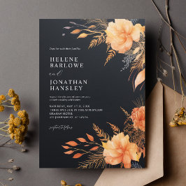 Invitación Elegante Boda negro otoño