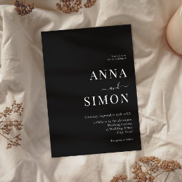 Invitación Elegante Boda negro todo en uno