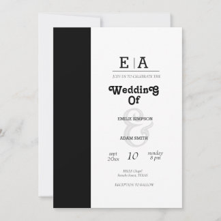 INVITACIÓN ELEGANTE BODA NEGRO Y BLANCO